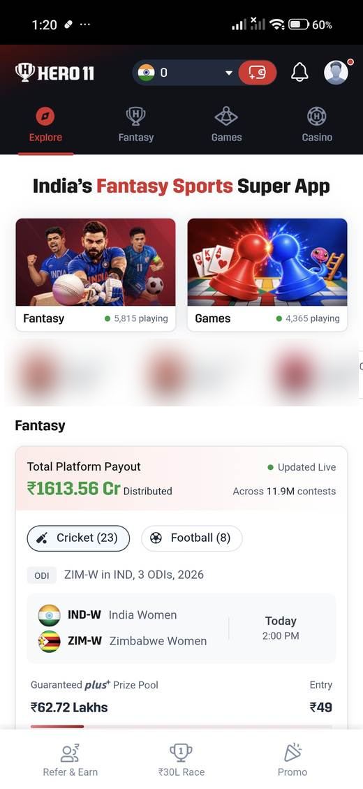 Explore tab in the Hero11 app