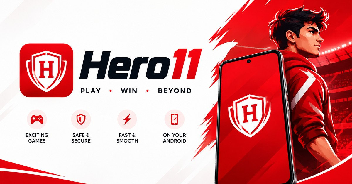 Hero11 shield logo beside an illustrated Android phone